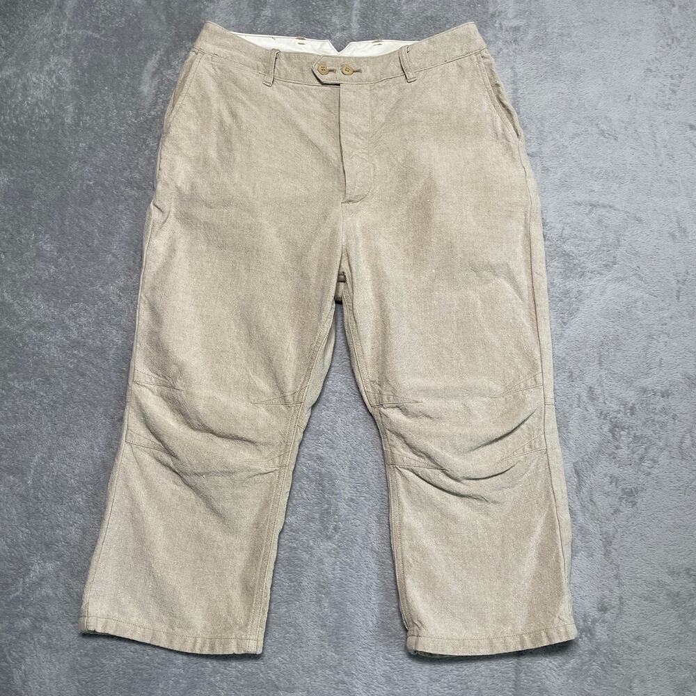 Vlas Blomme Pants Womens Medium Tan Linen Japan Lagenlook Linen Rustic Relaxed